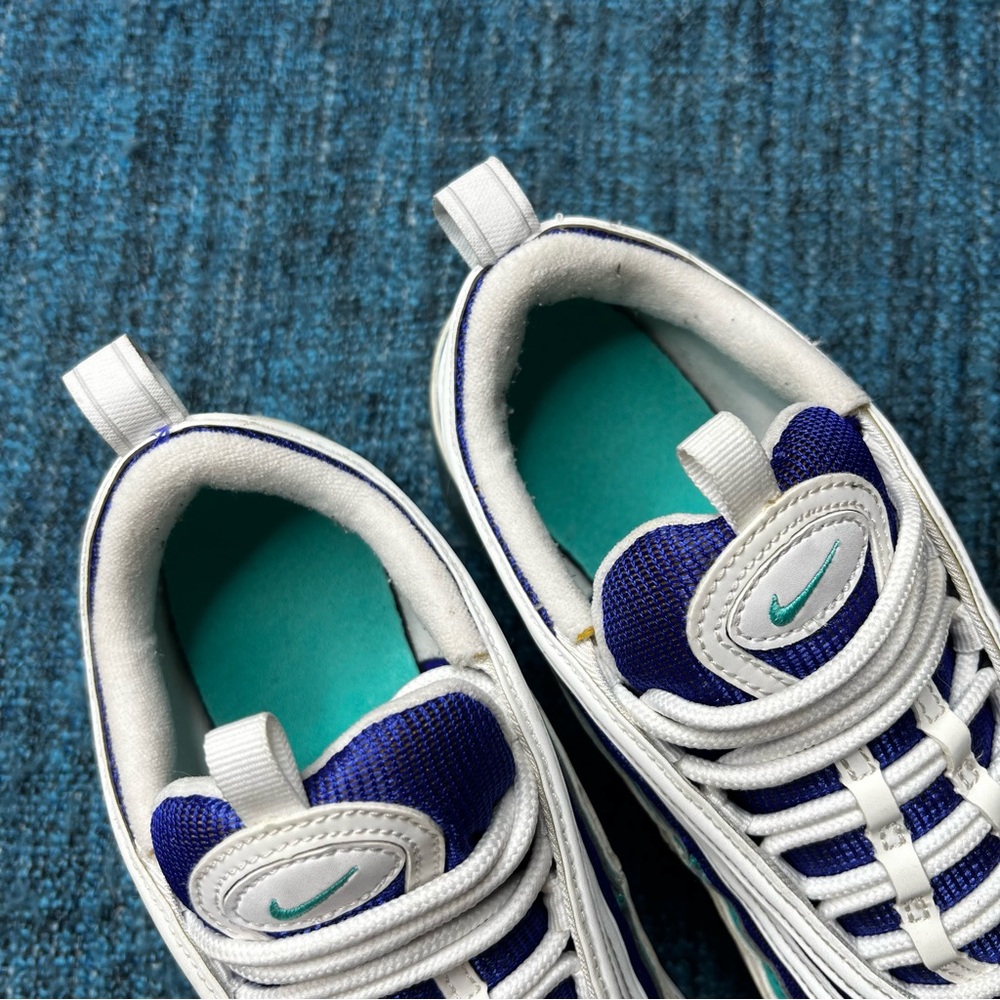 Nike Air VaporMax 97 GS Sneakers White Indigo Burst Hyper Jade Youth 5.5/Women 7 - Picture 5 of 9